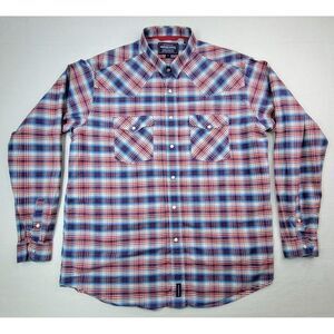 Rough Stock Shirt Mens XL Metalic‎ Thread Panhandle Slim Long Sleeve Pearl Snap